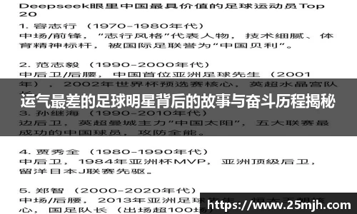 运气最差的足球明星背后的故事与奋斗历程揭秘